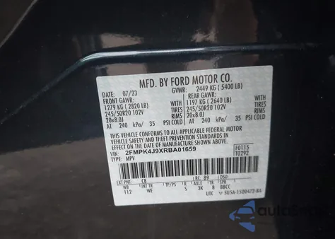 2024 Ford Edge St-Line z USA, uszkodzony, nr VIN 2FMPK4J9XRBA01659